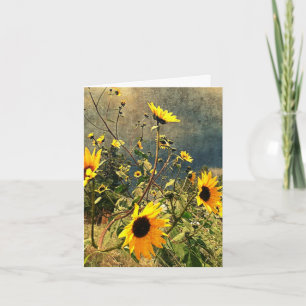 Missing You Textured Sunflowers Monsoon Clouds Card