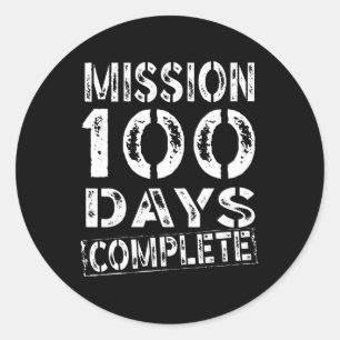 Mission 100 Days Of School Complete Boy Soldier St Classic Round Sticker