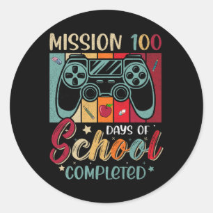 Mission 100 Days Of School Completed Video Game Ga Classic Round Sticker