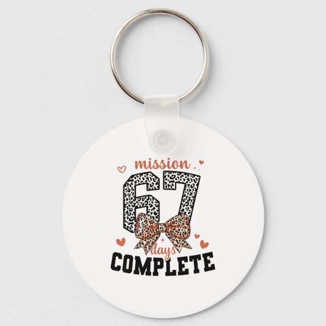 Mission 67 Days Complete Back To School Bow Leopar Keychain (Front)