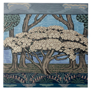 Mission, Arts & Crafts May Tree by Walter Crane Tile