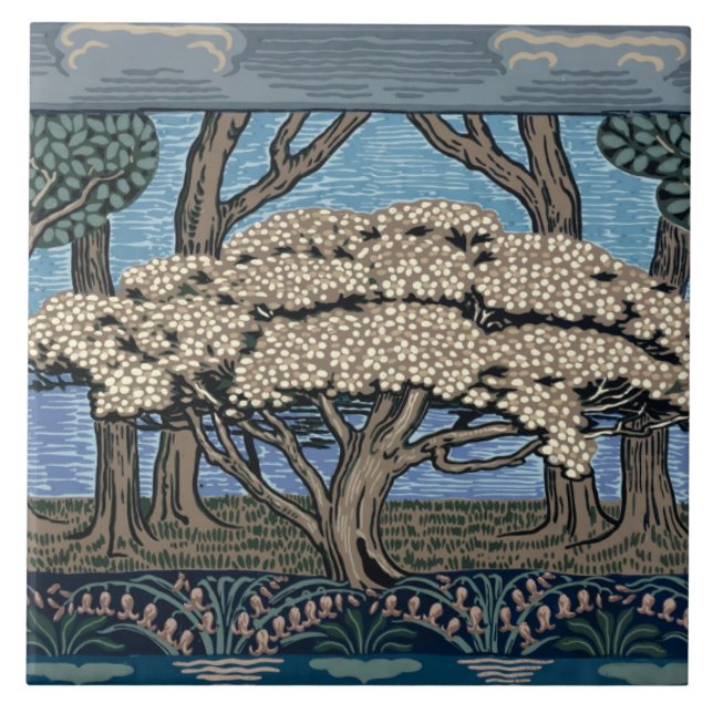 Mission, Arts & Crafts May Tree by Walter Crane Tile (Front)