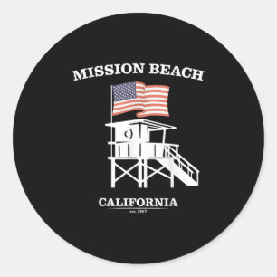 Mission Beach Shirt Retro San Diego California Bea Classic Round Sticker