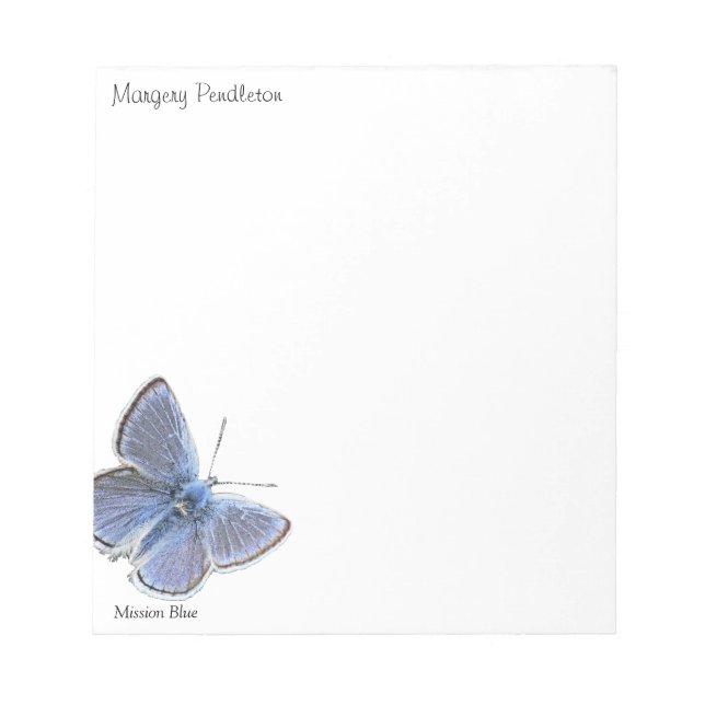 Mission Blue Butterfly Custom Notepad (Front)