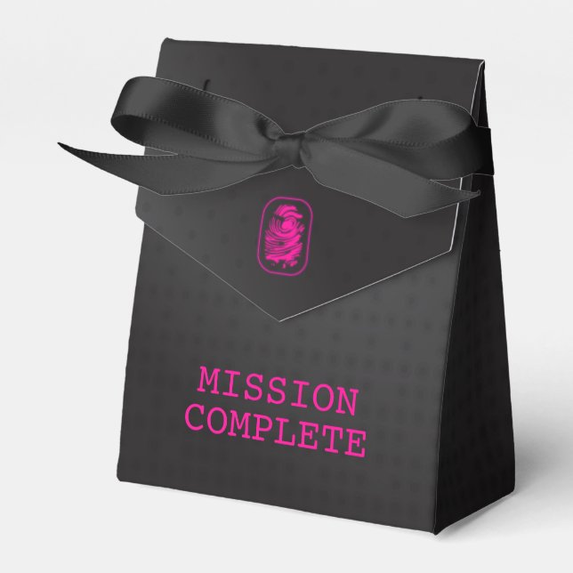 MISSION COMPLETE Spy Party Favor Box (Front Side)