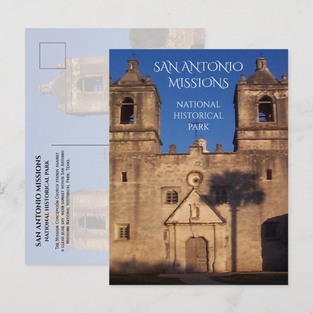 Mission Concepción Church San Antonio Missions NHP Postcard (Front/Back)