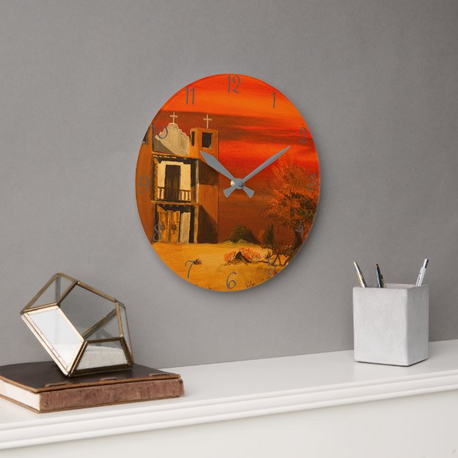 Mission in the Desert, by Gary Poling Large Clock (Office)
