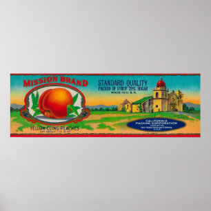 Mission Peach Label Poster