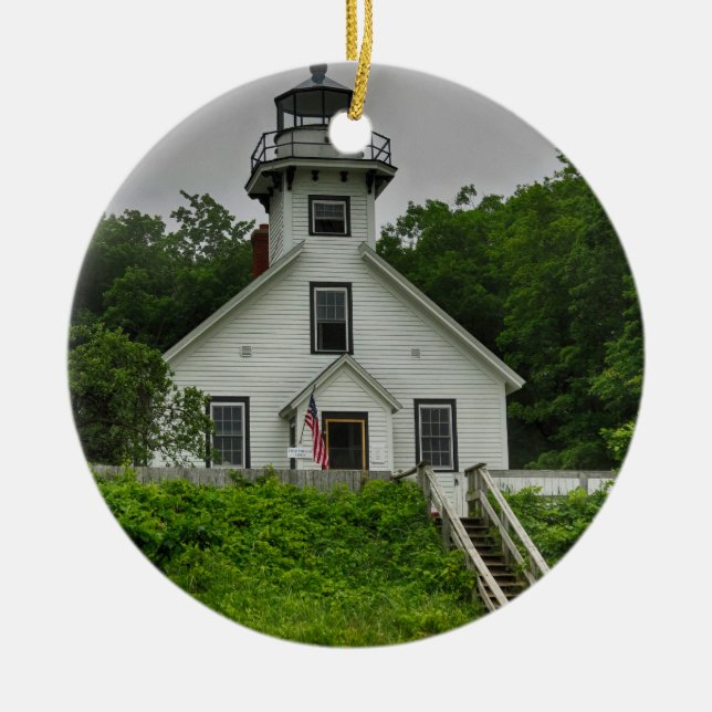Mission Point Lighthouse Ceramic Ornament (Front)