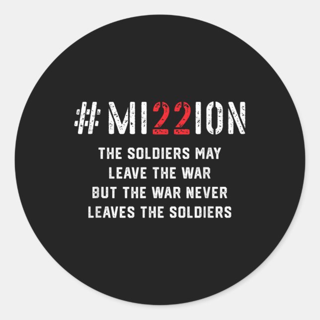 Mission Save 22 A Day Veteran Lives Suicide Awaren Classic Round Sticker (Front)
