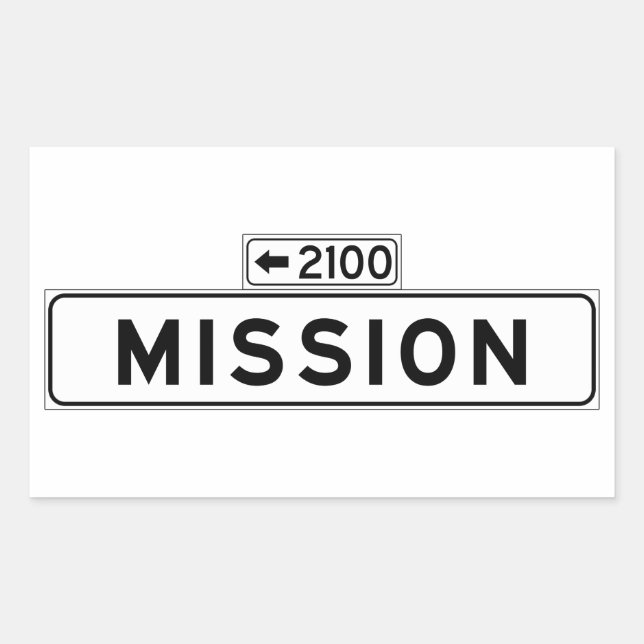 Mission St., San Francisco Street Sign Sticker (Front)