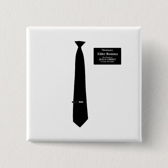 Missionary Romney Costume 2 Inch Square Button (Front)