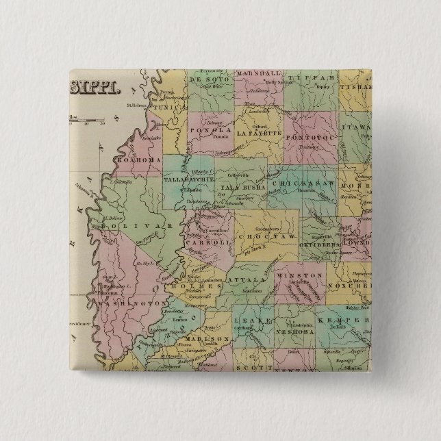 Mississippi 11 2 inch square button (Front)