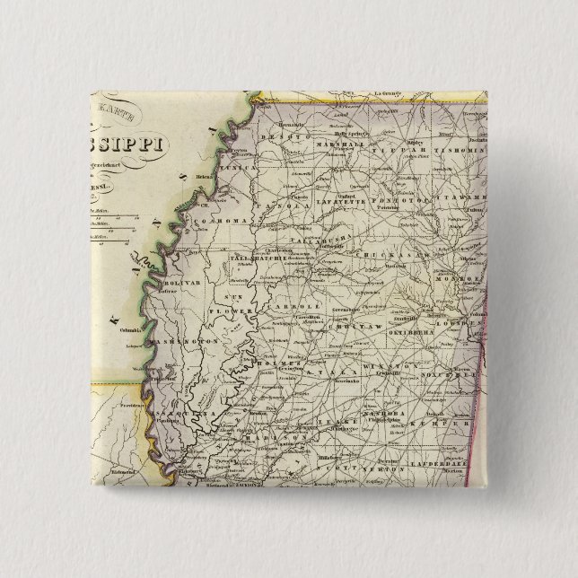 Mississippi 12 2 inch square button (Front)