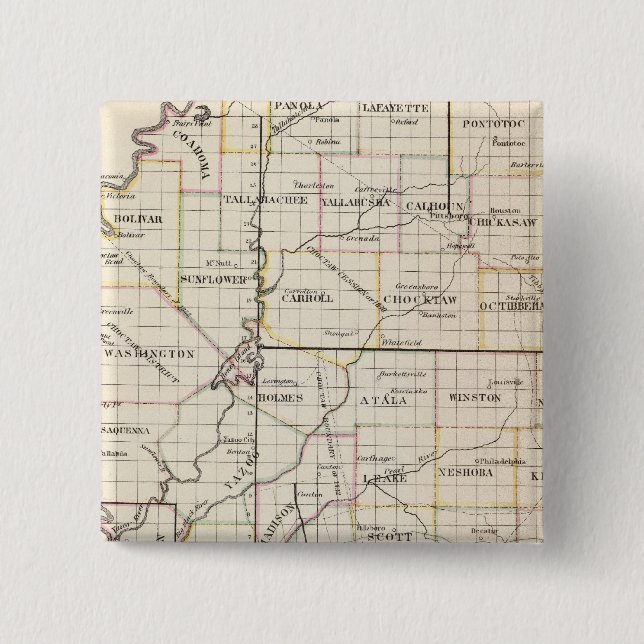 Mississippi 7 2 inch square button (Front)
