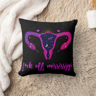 Mississippi Abortion Ban Celestial Uterus Protest Throw Pillow