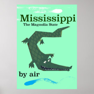 Mississippi Alligator vintage travel poster