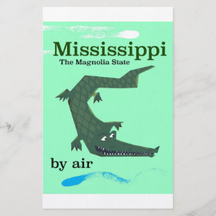 Mississippi Alligator vintage travel poster Stationery