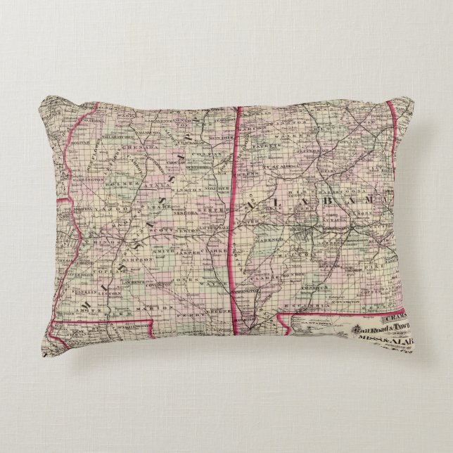 Mississippi and Alabama Decorative Pillow (Front)