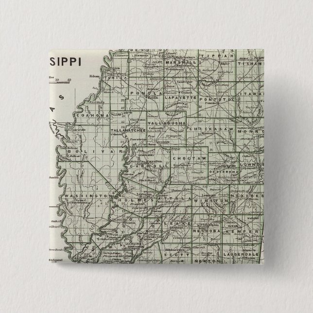 Mississippi Atlas Map 2 Inch Square Button (Front)