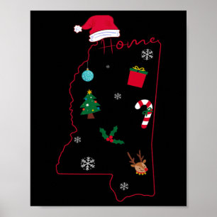 Mississippi Christmas Home Xmas Mississippi State Poster