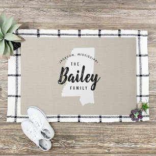 Mississippi Family Monogram State Doormat