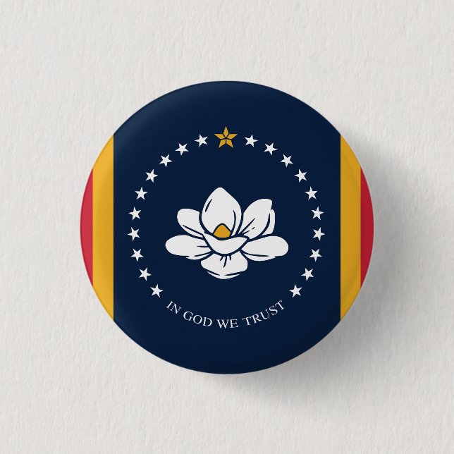 Mississippi Flag  1 Inch Round Button (Front)