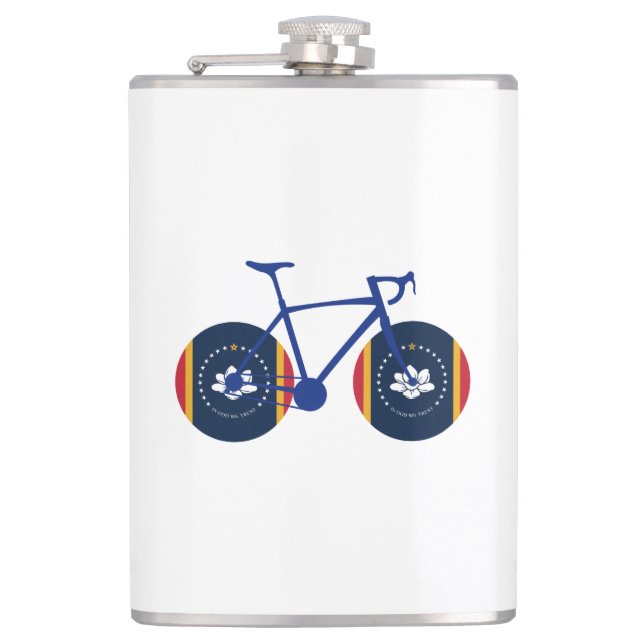 Mississippi Flag Cycling Hip Flask (Front)