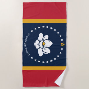 Mississippi Flag - New Magnolia Flag Beach Towel