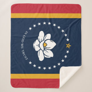 Mississippi Flag - New Magnolia Flag Sherpa Blanket