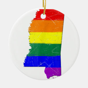 Mississippi Gay Pride Flag Ceramic Ornament