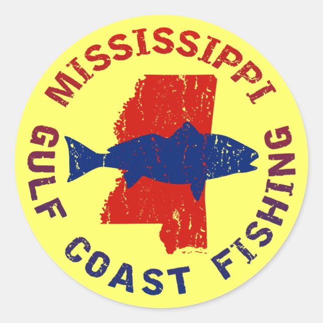 Mississippi Gulf Coast Fishing Classic Round Sticker (Front)