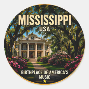 Mississippi Historic Riverfront Scenic Escape 🟡 Classic Round Sticker