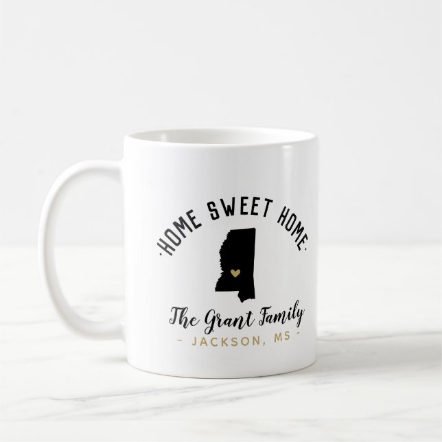 Mississippi Home Sweet Home Famille Monogramme Mug (Gauche)