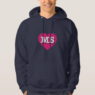Mississippi Hot Pink Heart - I love MS Hoodie