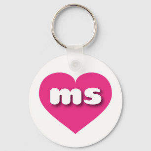 Mississippi hot pink heart - I love ms Keychain