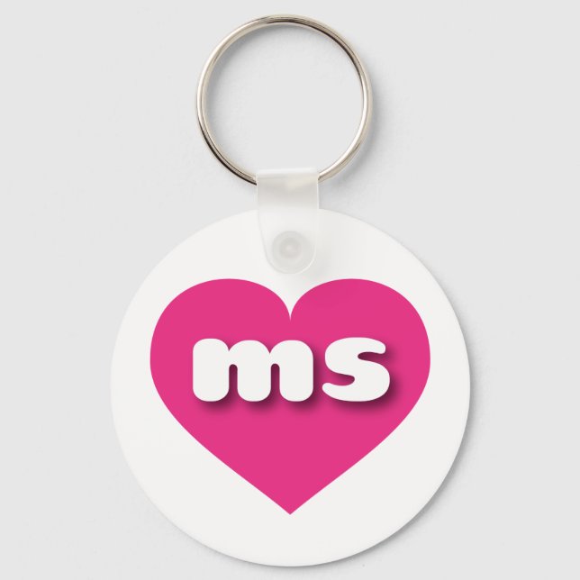 Mississippi hot pink heart - I love ms Keychain (Front)