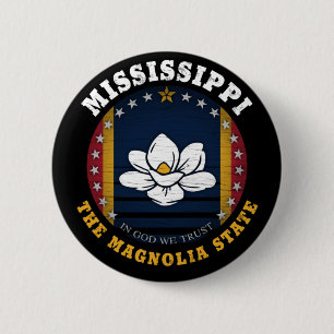 MISSISSIPPI MAGNOLIA STATE FLAG 2 INCH ROUND BUTTON