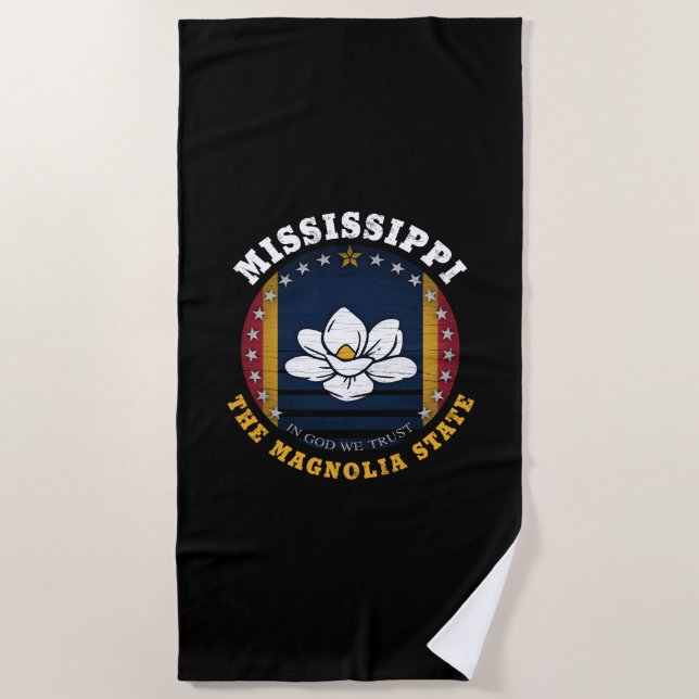 MISSISSIPPI MAGNOLIA STATE FLAG BEACH TOWEL (Front)