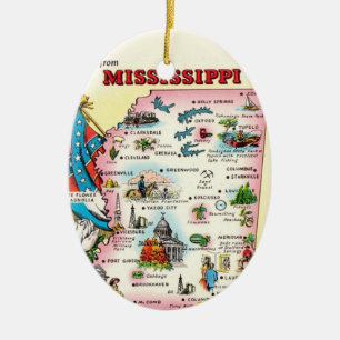 Mississippi Map Ceramic Ornament