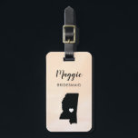 Mississippi Map Luggage Tag, Wedding Party Welcome Luggage Tag<br><div class="desc">These state luggage tags make the perfect wedding party gift tags or welcome bag tags. Tie it to your bridesmaid gifts instead of a typical paper gift tag, and they can use it for months and years to come. Tags have a peach apricot watercolor background. To place the heart at...</div>