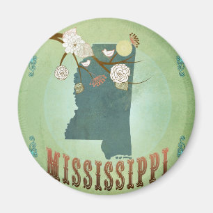 Mississippi Modern Vintage State Map – Green Magnet