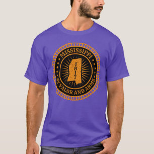 Mississippi MS Map Slogan Motto By Valor and Arms T-Shirt