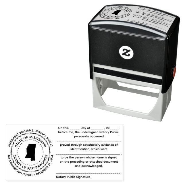 Mississippi Notary Public Acknowledgement Stamp (In Situ)