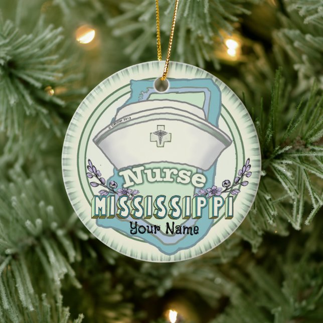 Mississippi Nurse Ceramic Ornament (Tree)