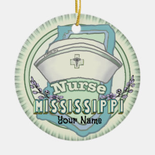 Mississippi Nurse Ceramic Ornament