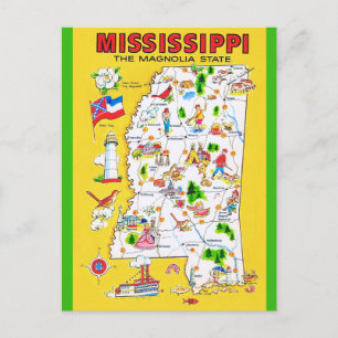 Mississippi Old Map Postcard