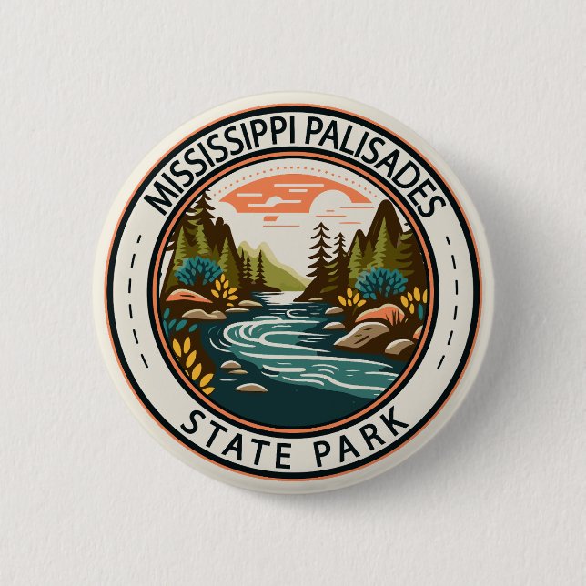 Mississippi Palisades State Park Illinois Badge 2 Inch Round Button (Front)