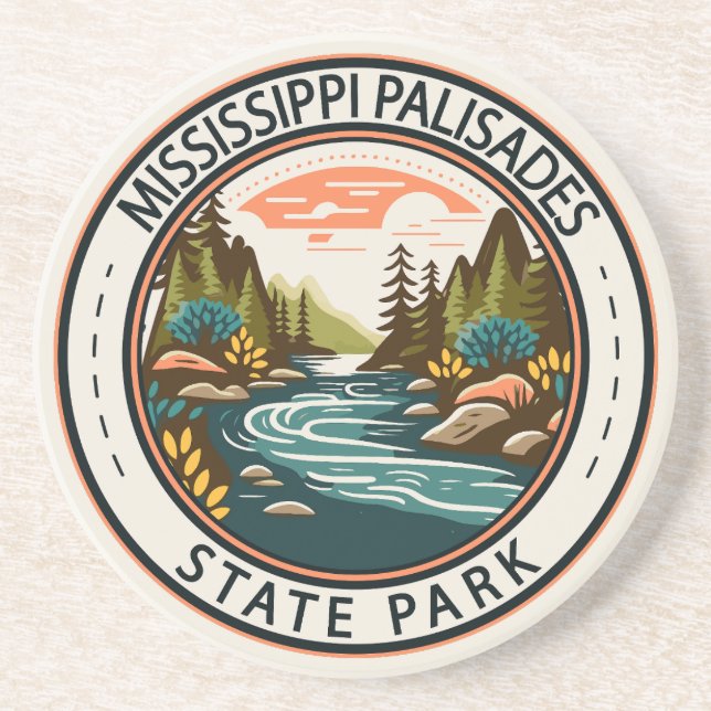 Mississippi Palisades State Park Illinois Badge Coaster (Front)