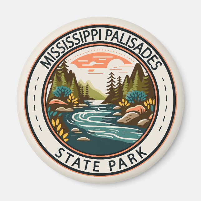 Mississippi Palisades State Park Illinois Badge Magnet (Front)